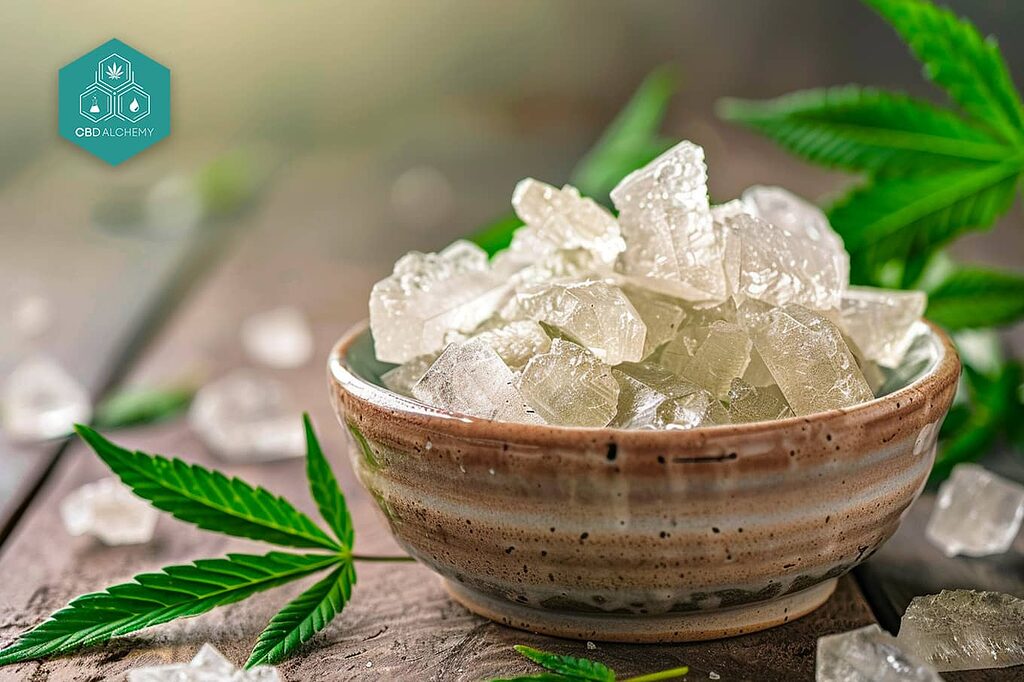 Innovation in wellness: CBD crystals, a hemp product for versatile and potent use.