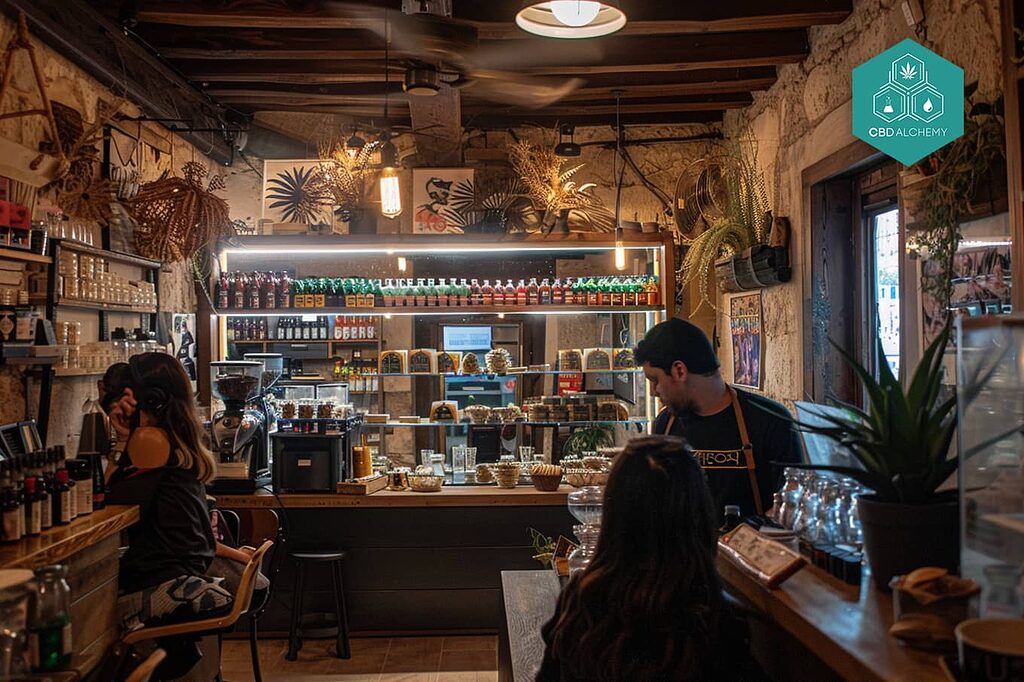Coffee and culture in CBD Shop Santiago de Compostela.
