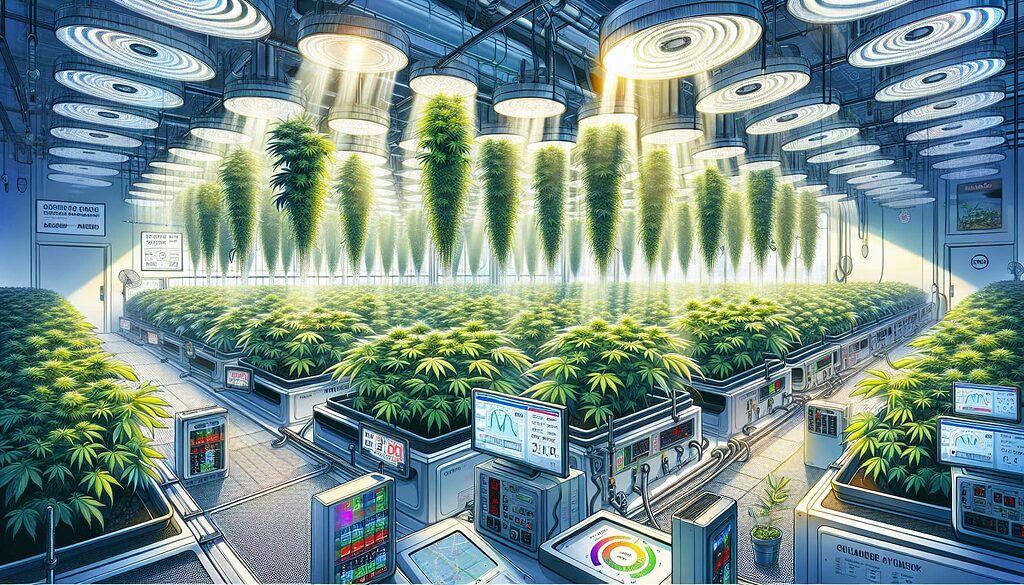 Illustration of indoor growing techniques to maximize Amnesia production