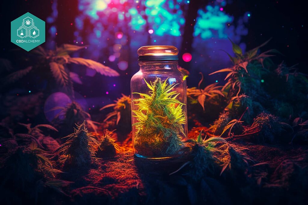 Imágenes de marihuana y flores CBD.