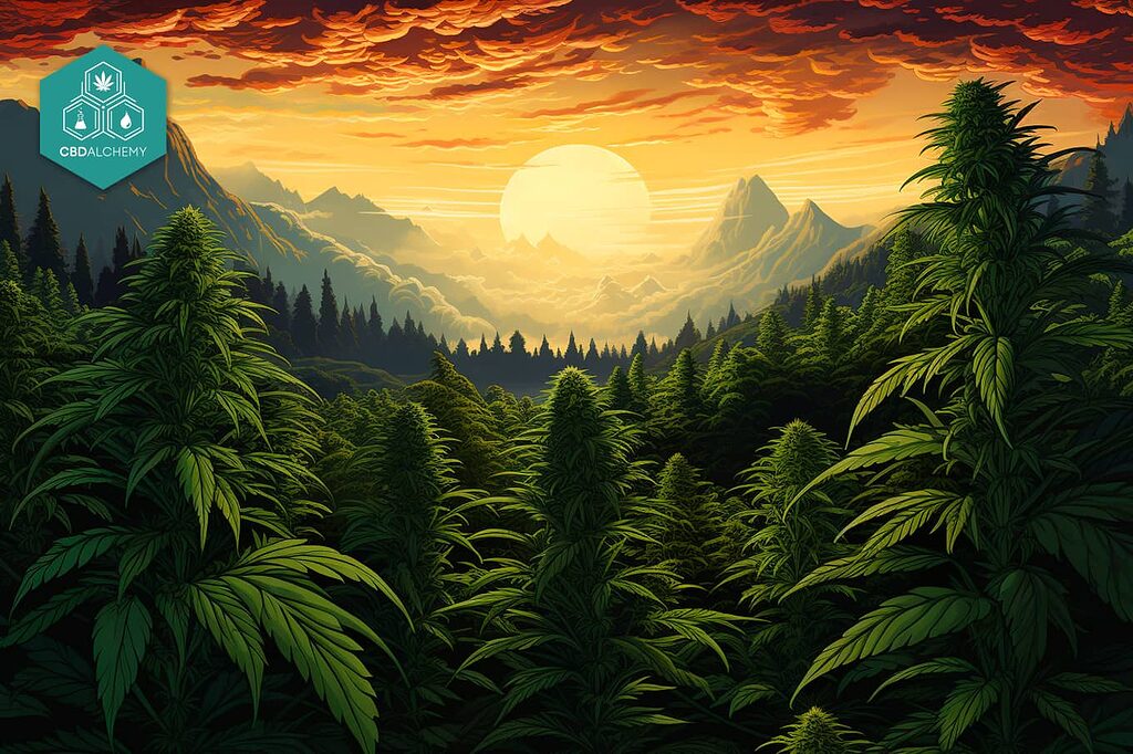 Ilustraciones y fotografías de cannabis.