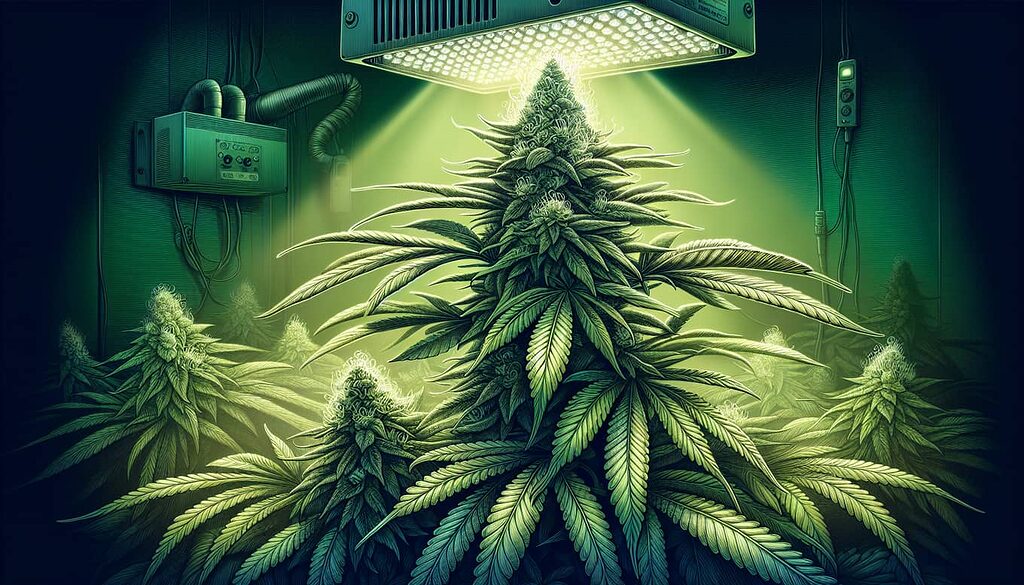 Illustration einer blühenden Cannabispflanze