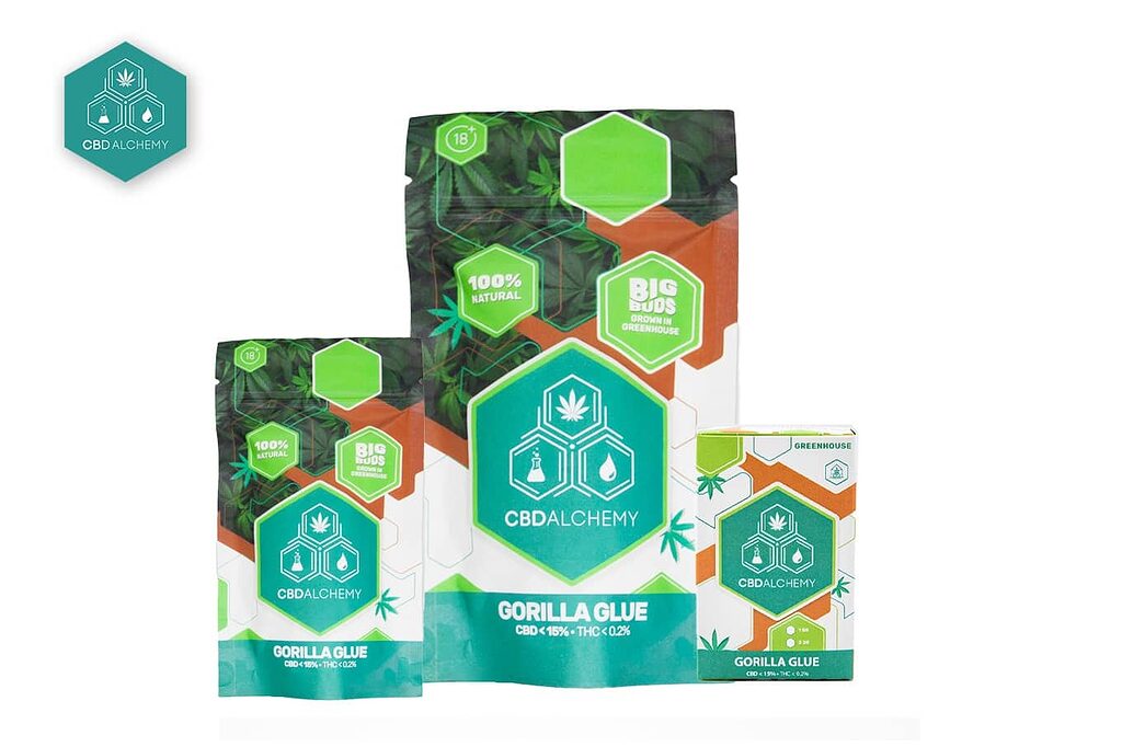 Gorilla Glue CBD products with low THC content.