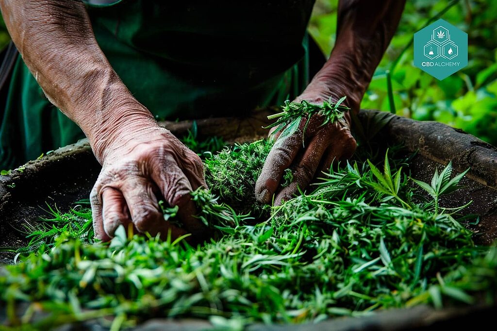 CBD-Blüten, die zur Herstellung von Haschisch verwendet werden.