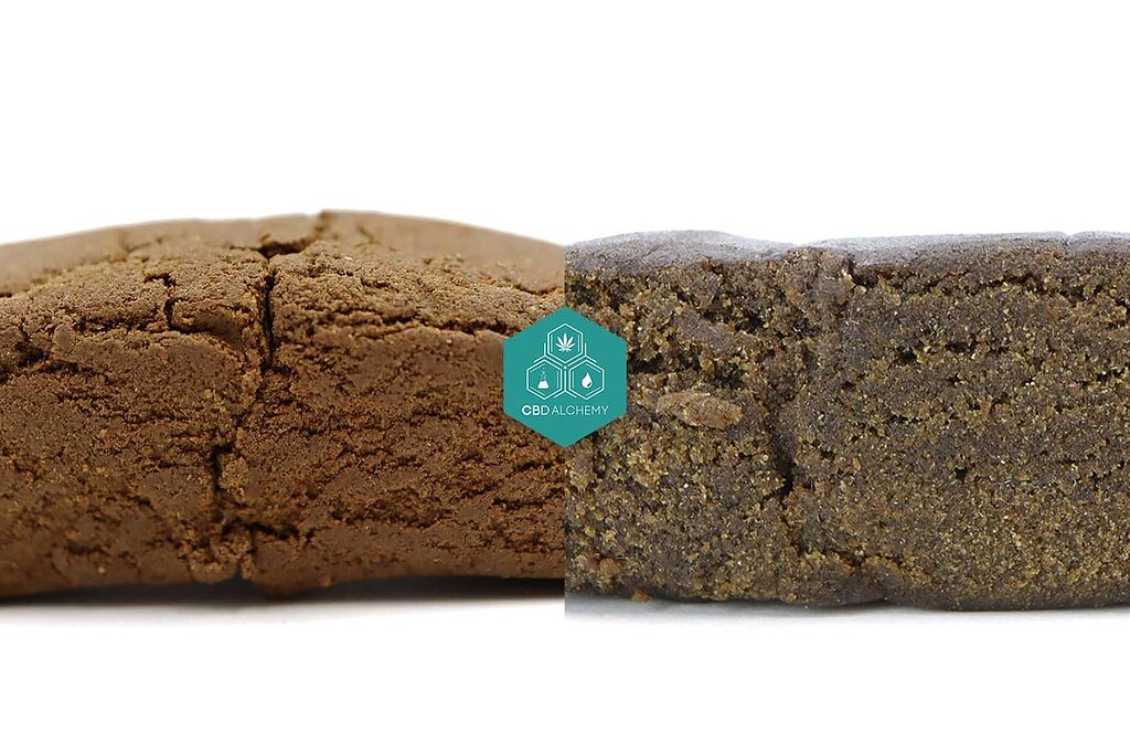 Texture and color: visual differences between hashish and chocolate.