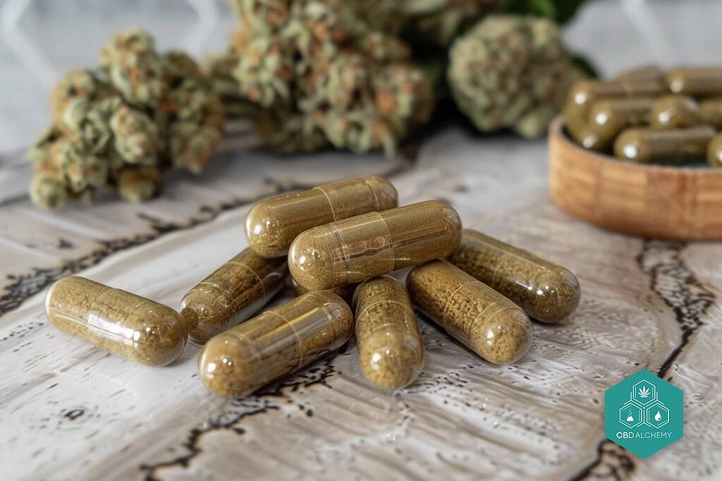 Hemp oil in capsules: supplement for pain management.