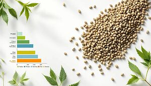 Perfil nutricional de las semillas de cáñamo que muestra su rico contenido.