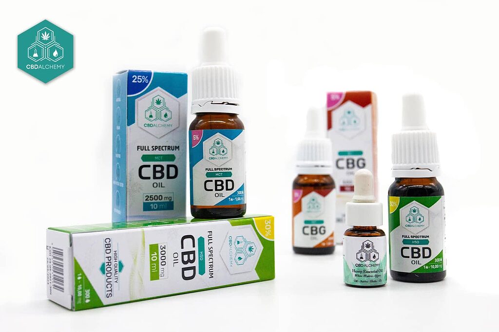 Variety of flavors in CBD oils Mallorca.