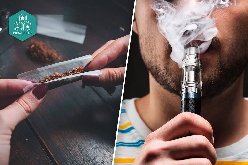 Diversi metodi di consumo di Kush: fumato, vaporizzato e commestibile.