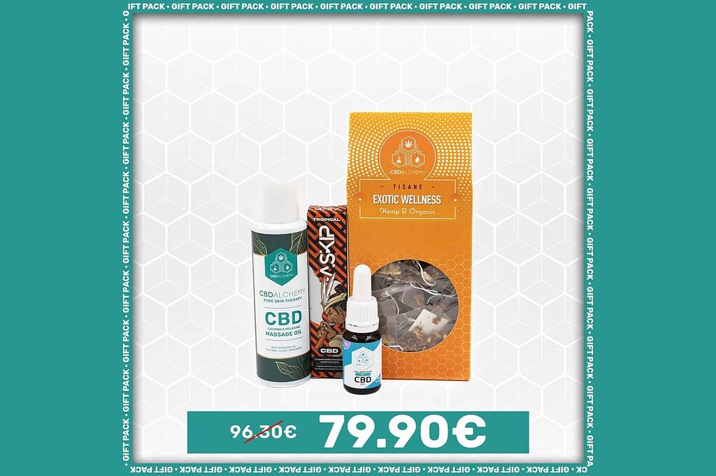 Confezione regalo: Kit regalo con olio di CBD al 15% e vaporizzatore di tè benessere tropicale