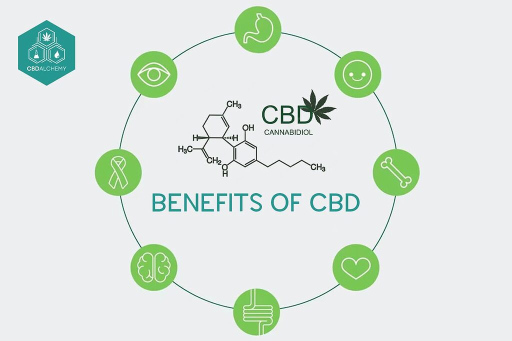 Représentation visuelle des bienfaits du haschisch CBD.