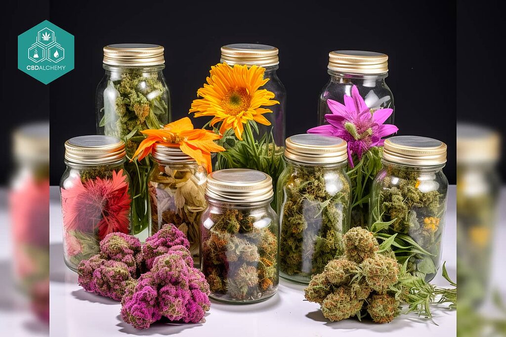 A group of the best CBD flowers at a market.