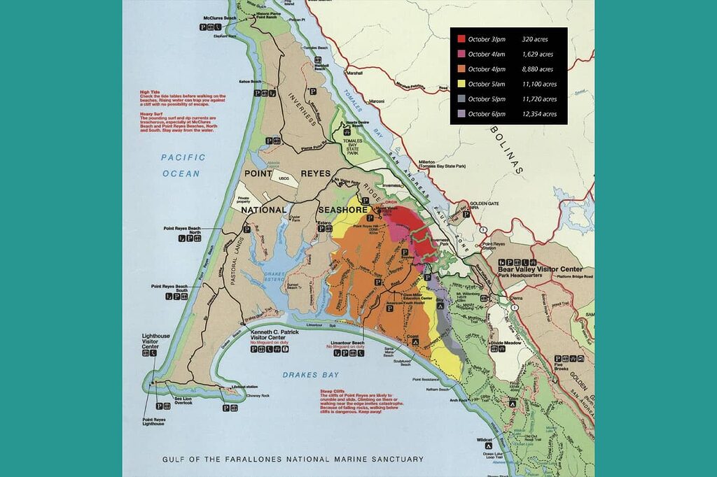 Ricreazione della mappa che presumibilmente mostrava la posizione del raccolto abbandonato a Point Reyes che i Waldos stavano cercando di trovare.