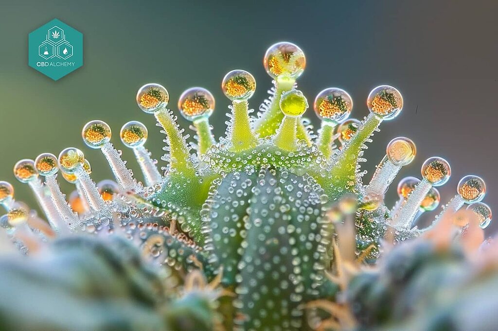 Hanfblüten unter dem Mikroskop.