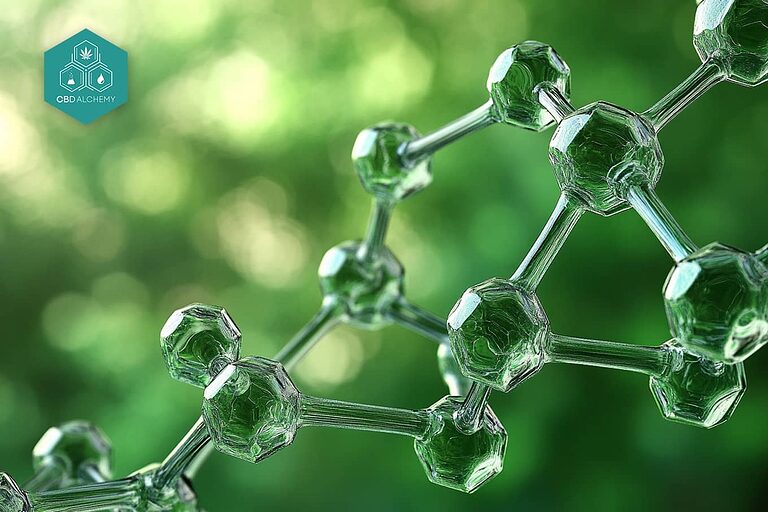 Die Molekularstrukturen von Cannabidiol-Säure (CBDA) und Cannabigerolsäure (CBGA) in ihrem natürlichen, unveränderten Zustand.