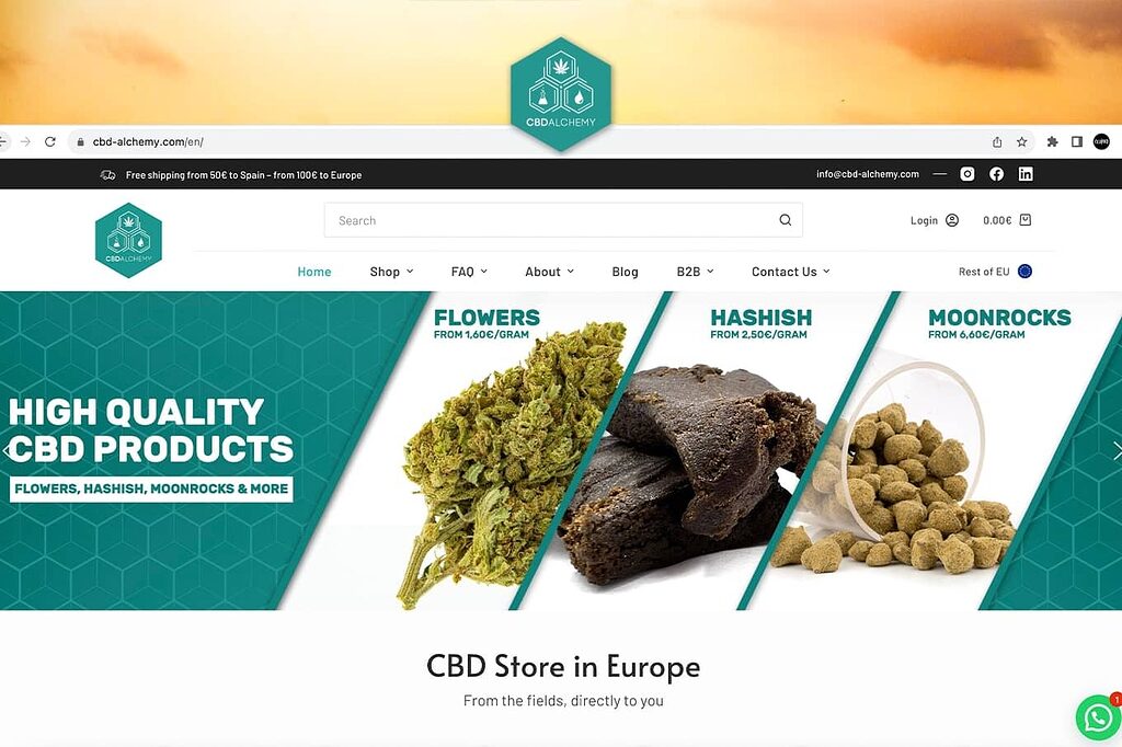 Photo d'un site web permettant d'acheter des produits CBD à Barcelone