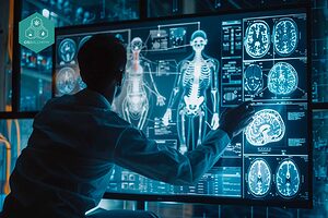 CBD molecule interacting with brain receptors.