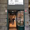 Marijuana store in Madrid: CBD Alchemy's facade in the center.