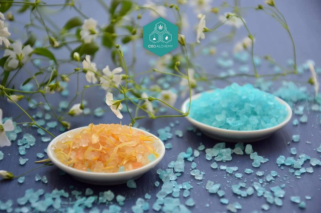 CBD-infused bath salts for a luxurious soak.