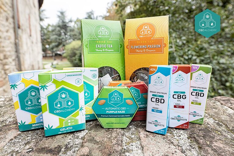 Range of CBD products in CBD Alchemy.