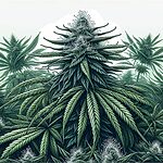Illustration d'une plante de cannabis avec des feuilles et des bourgeons