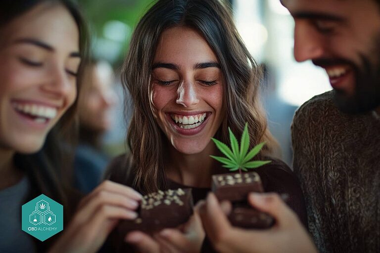 Différences visuelles entre le chocolat dopé et le haschisch CBD légal.